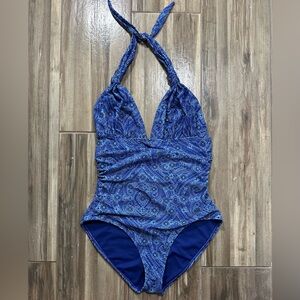 Old Navy Blue Bandanna Patterned One-Piece Swimsuit